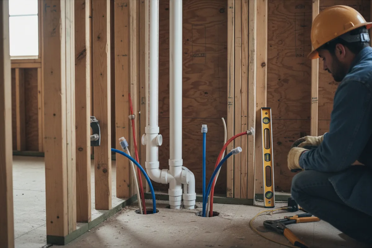 Drain and supply rough-in during Sump Pump Repair in Slaton