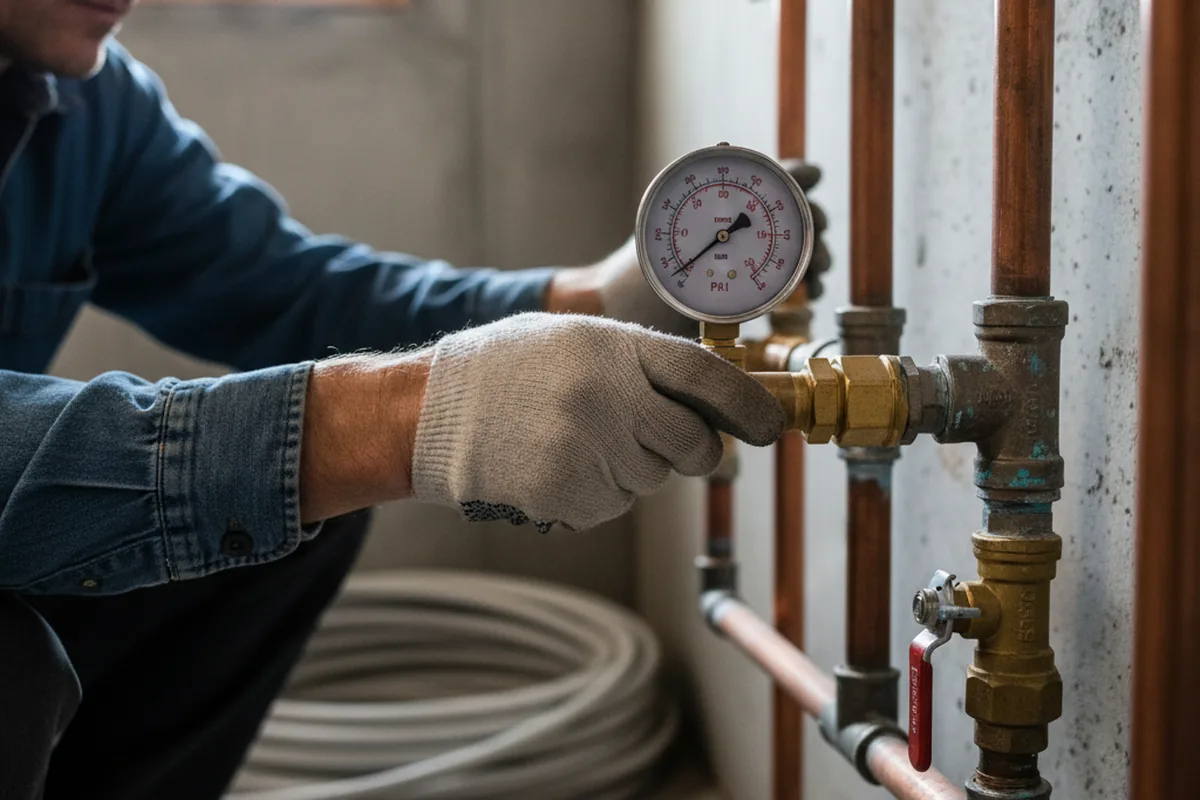 Pressure testing a repaired line during Water Line Repair in Slaton